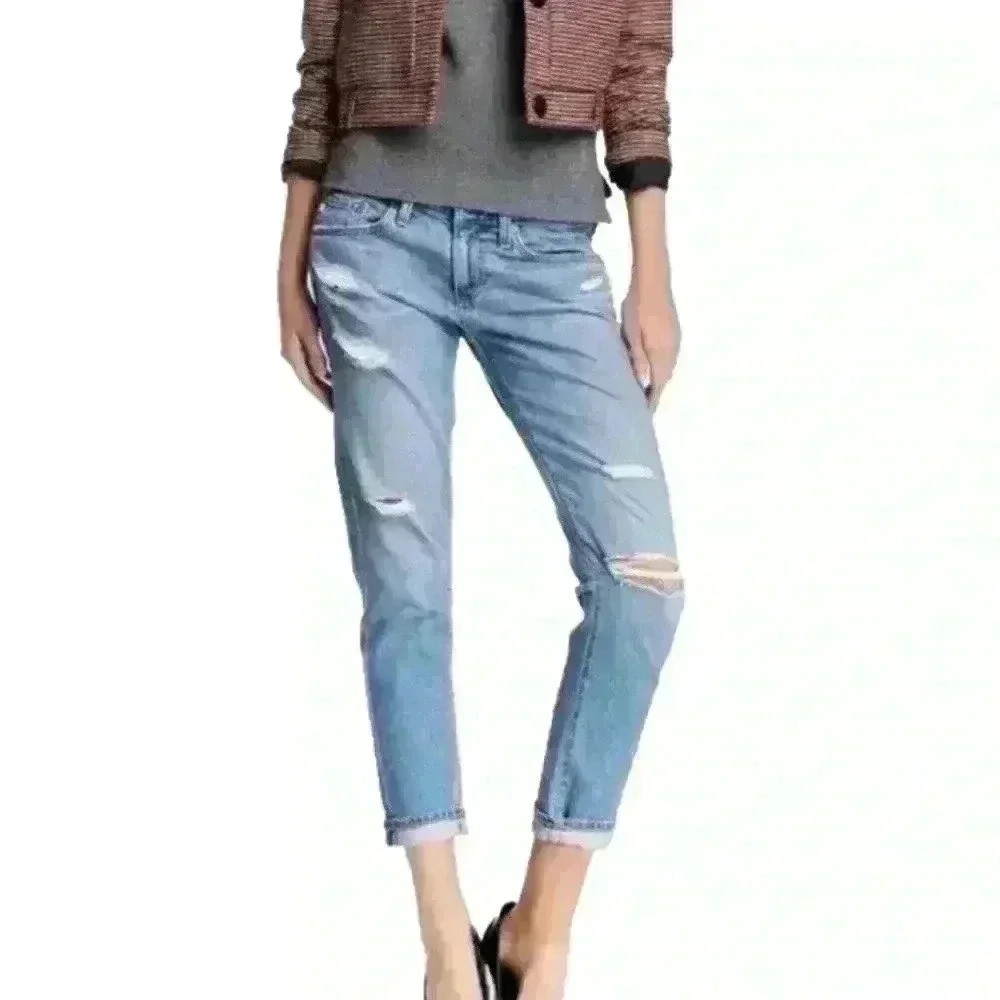 Adriano Goldschmied Womens Medium Wash The Nikki Crop Distressed Jean 29R